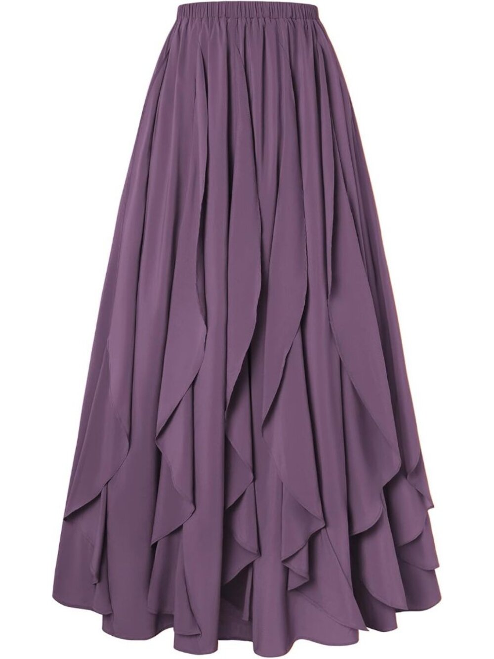 Women's Boho Renaissance High Waisted Ruffle Purple Flowy Long Maxi Skirt
